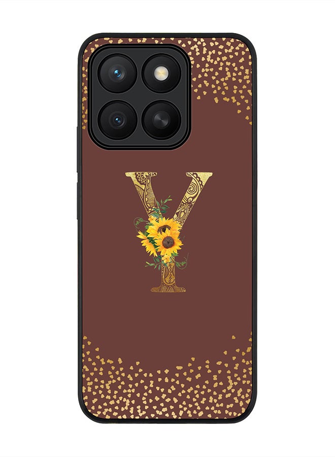 Stylizedd For Honor X8c Case,Slim fit Camera Protection, Shockproof Thin Phone cover  - Custom Floral Monogram - Y  (Brown )