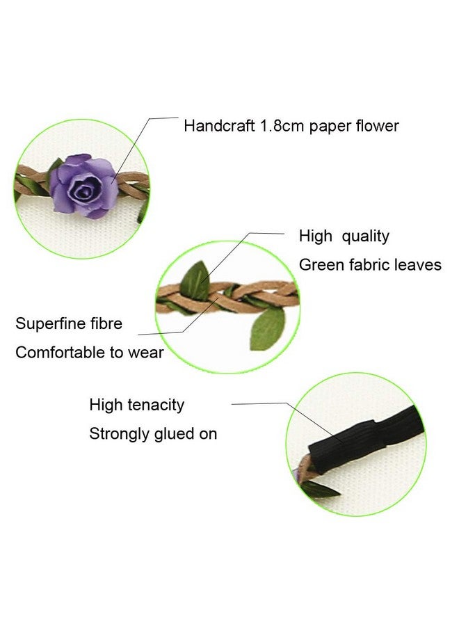 HOPEANT 18 Pcs Multicolor Flower Headband Women Girl Bohemian Flower Crown Garland Headpieces For Festival Wedding  - Image 2