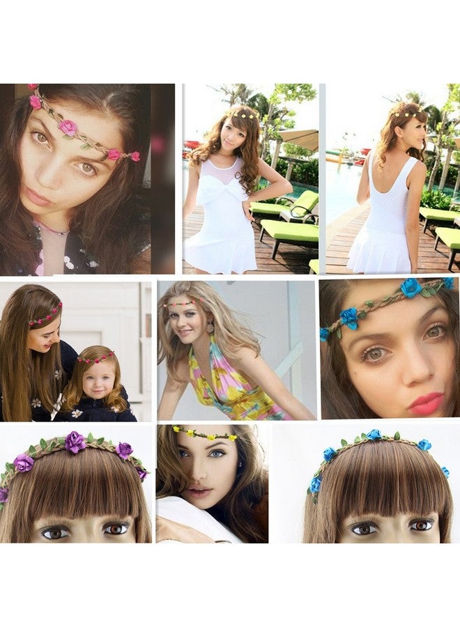 HOPEANT 18 Pcs Multicolor Flower Headband Women Girl Bohemian Flower Crown Garland Headpieces For Festival Wedding  - Image 1
