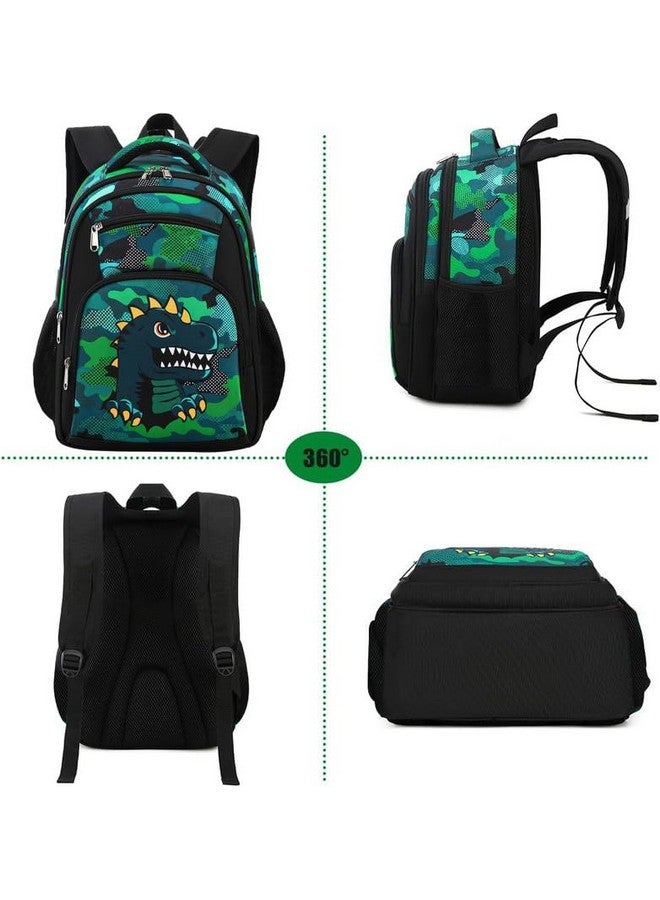 فرانتك حقيبة ظهر مدرسية من البوليستر المقاوم للماء بسعة 26 لترًا مع حقيبة أقلام/قرطاسية، حقيبة مدرسية للصفوف من 1 إلى 8، حقيبة نزهة للأولاد والبنات في المدرسة (Rr_4Zipper_Black_Dianasour_24_A) - Image 5