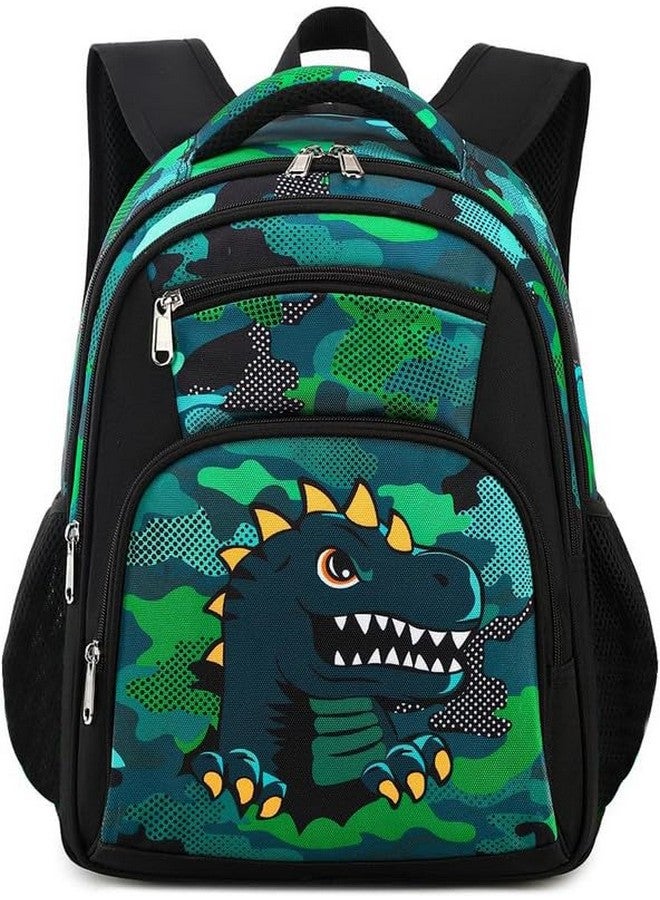 فرانتك حقيبة ظهر مدرسية من البوليستر المقاوم للماء بسعة 26 لترًا مع حقيبة أقلام/قرطاسية، حقيبة مدرسية للصفوف من 1 إلى 8، حقيبة نزهة للأولاد والبنات في المدرسة (Rr_4Zipper_Black_Dianasour_24_A) - Image 1