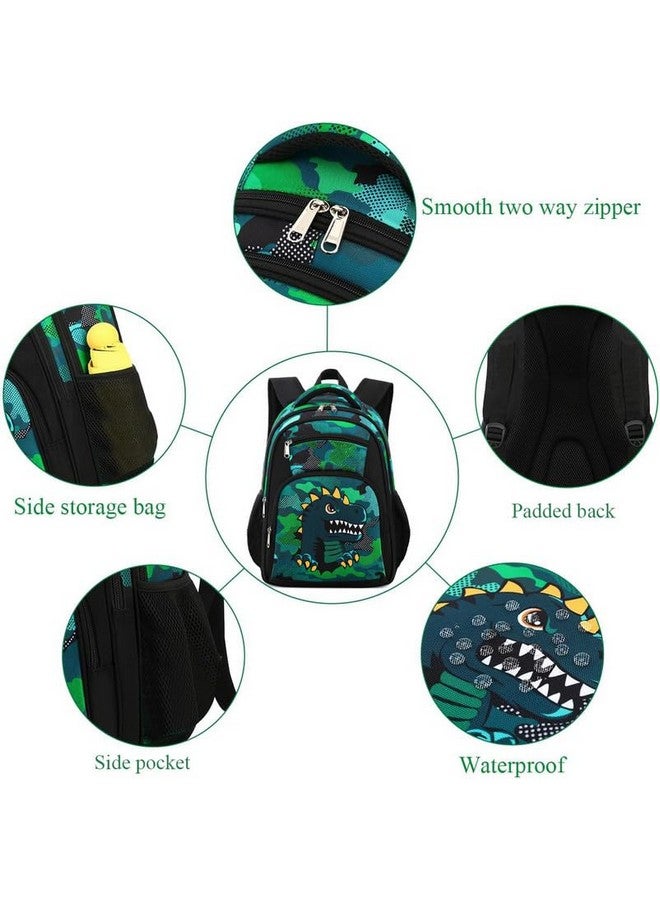 فرانتك حقيبة ظهر مدرسية من البوليستر المقاوم للماء بسعة 26 لترًا مع حقيبة أقلام/قرطاسية، حقيبة مدرسية للصفوف من 1 إلى 8، حقيبة نزهة للأولاد والبنات في المدرسة (Rr_4Zipper_Black_Dianasour_24_A) - Image 3