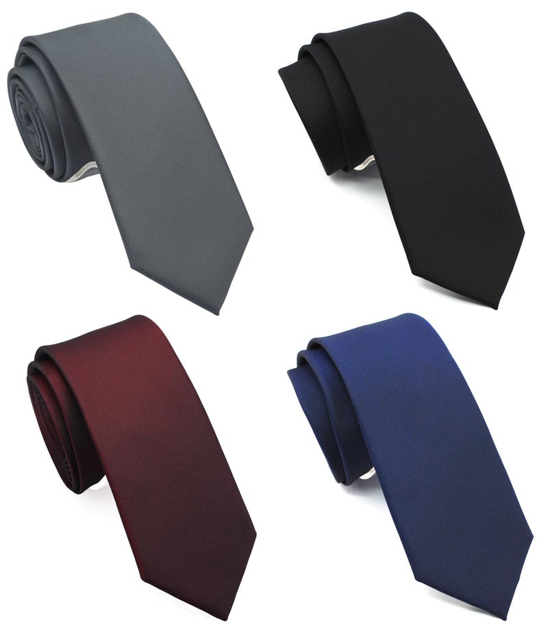 ZENXUS Skinny Neckties Solid Matte Color Slim Neck Tie 2(1/2)" 4-Colors TC040E,Narrow,(4 Pack) - Image 1