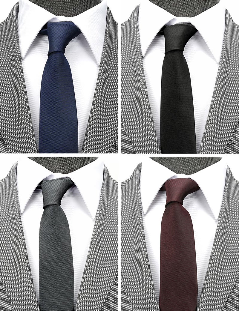 ZENXUS Skinny Neckties Solid Matte Color Slim Neck Tie 2(1/2)" 4-Colors TC040E,Narrow,(4 Pack) - Image 2