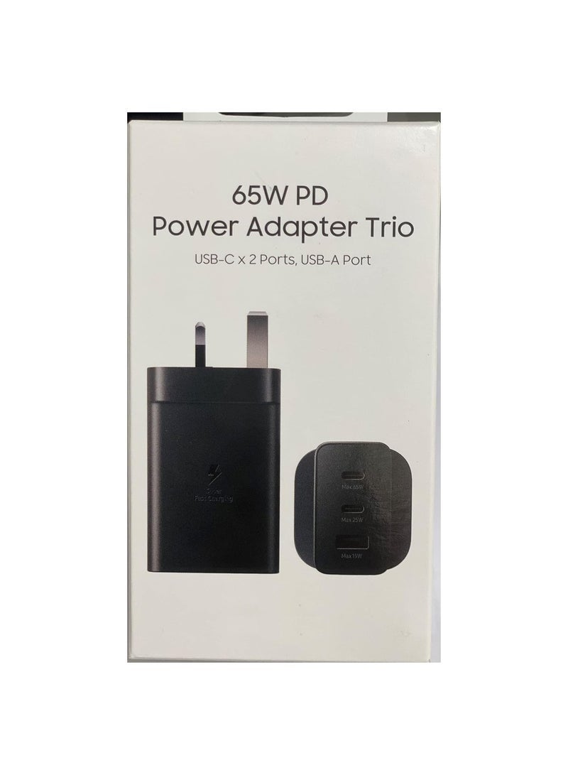 65W Trio Universal Power Adapter | Fast Charging with 2 USB-C  1 USB-A Port for Laptops, Smartphones  Tablets – Black - Image 5