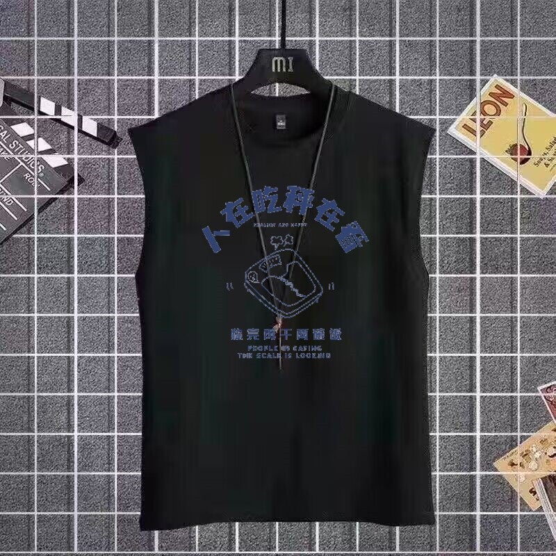 National Fashion Retro Nostalgic People In The 1970 S Are Eating And Watching Waistcoat Sleeveless Vest T-Shirt Men'S Summer Loose - Image 2