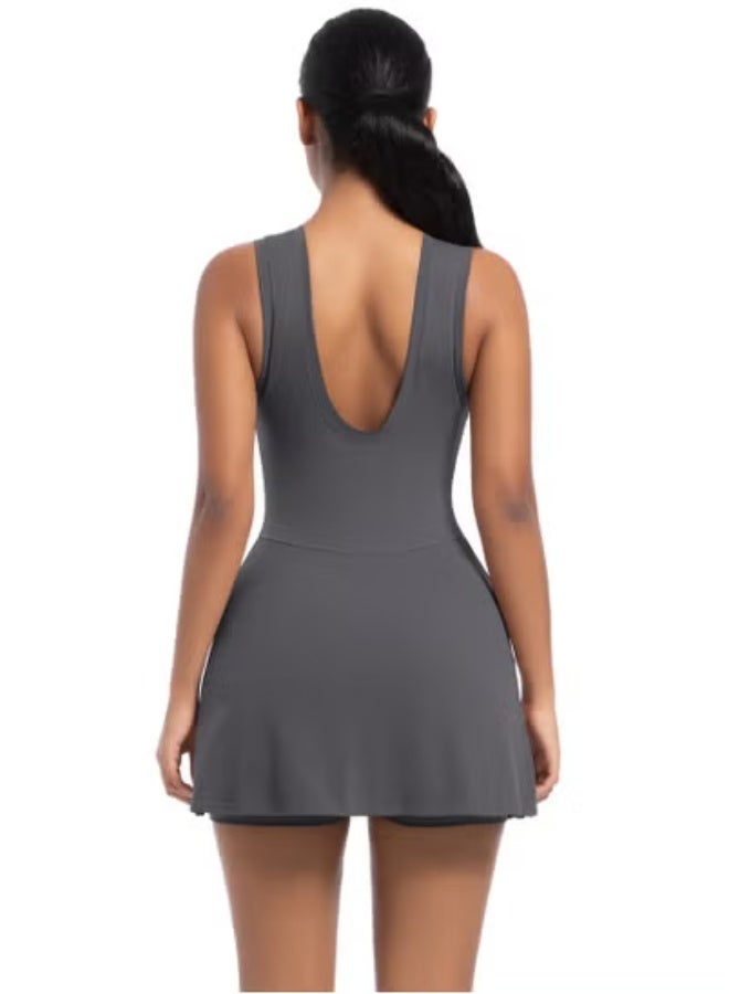 RedMapleTEK Tennis Skirt Yoga Wear Tank Top All-in-One Fitness Wear Golf Dress  - Image 2