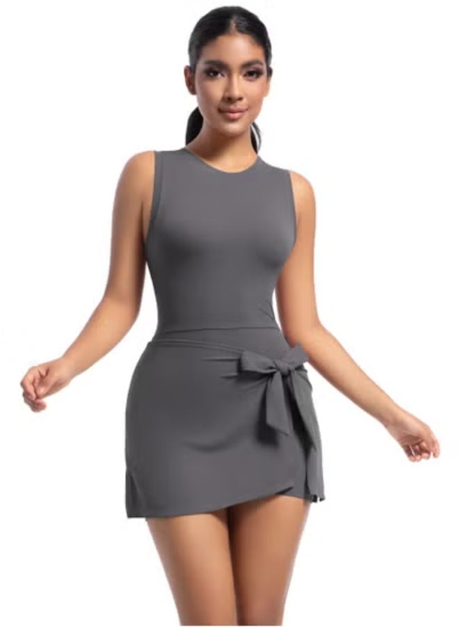 RedMapleTEK Tennis Skirt Yoga Wear Tank Top All-in-One Fitness Wear Golf Dress  - Image 4