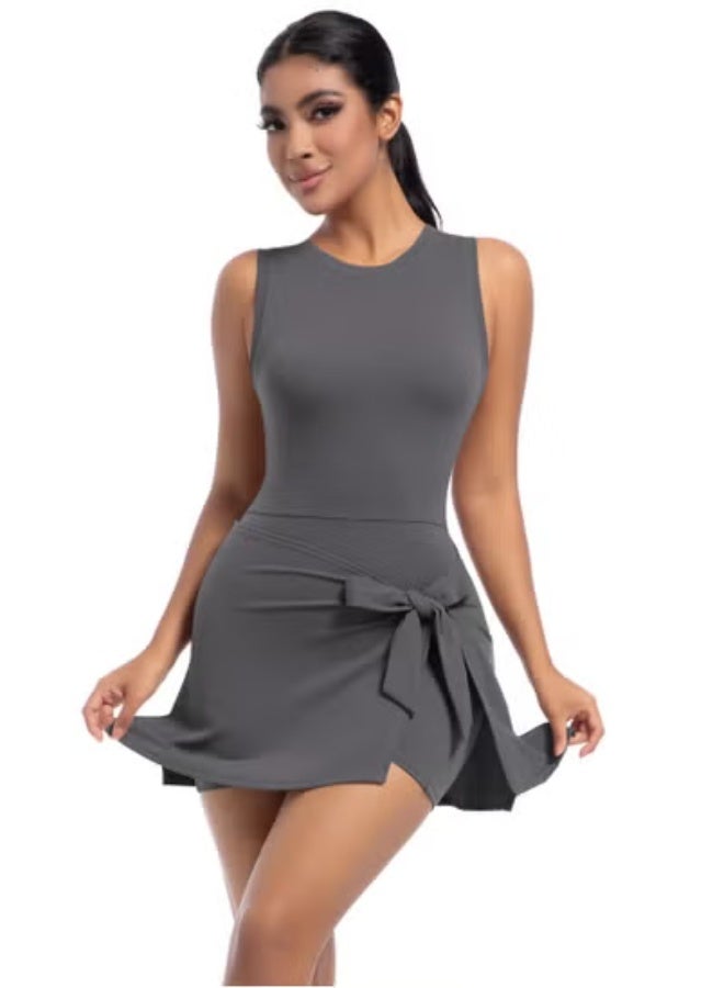RedMapleTEK Tennis Skirt Yoga Wear Tank Top All-in-One Fitness Wear Golf Dress  - Image 5