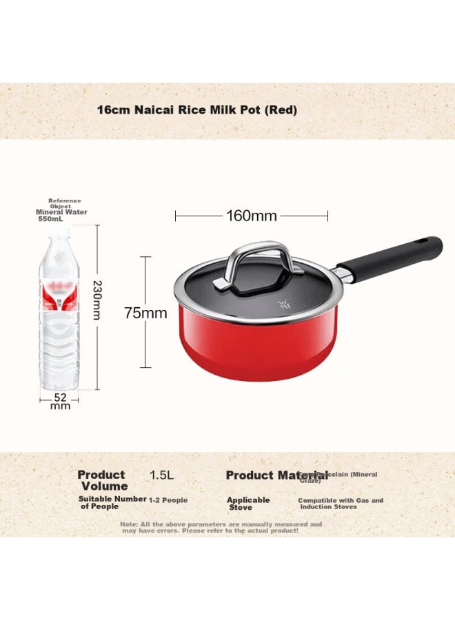 Wmf Fortune German Imported 16cm Milk Pot Multi-purpose Cooking Pot For Baby Food, Noodles, Soup, Compatible With Gas And Electric Stoves, Red - Image 1