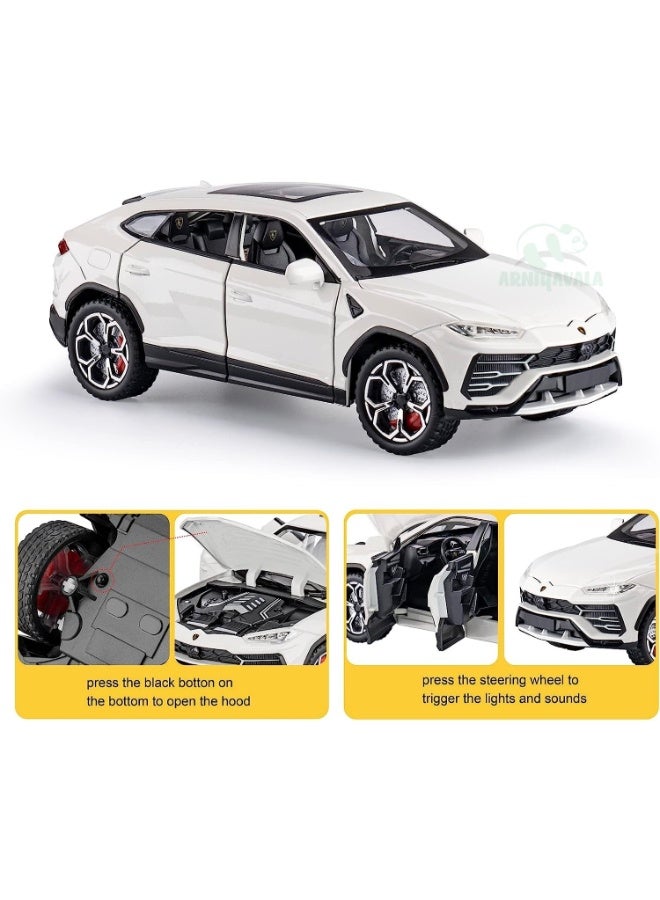حديقة الألعاب محاكاة سيارة لامبورغيني أوروس بمقياس 1:24، سيارة مصبوبة قابلة للسحب للخلف، أبواب مفتوحة، إضاءة وصوت - Image 3
