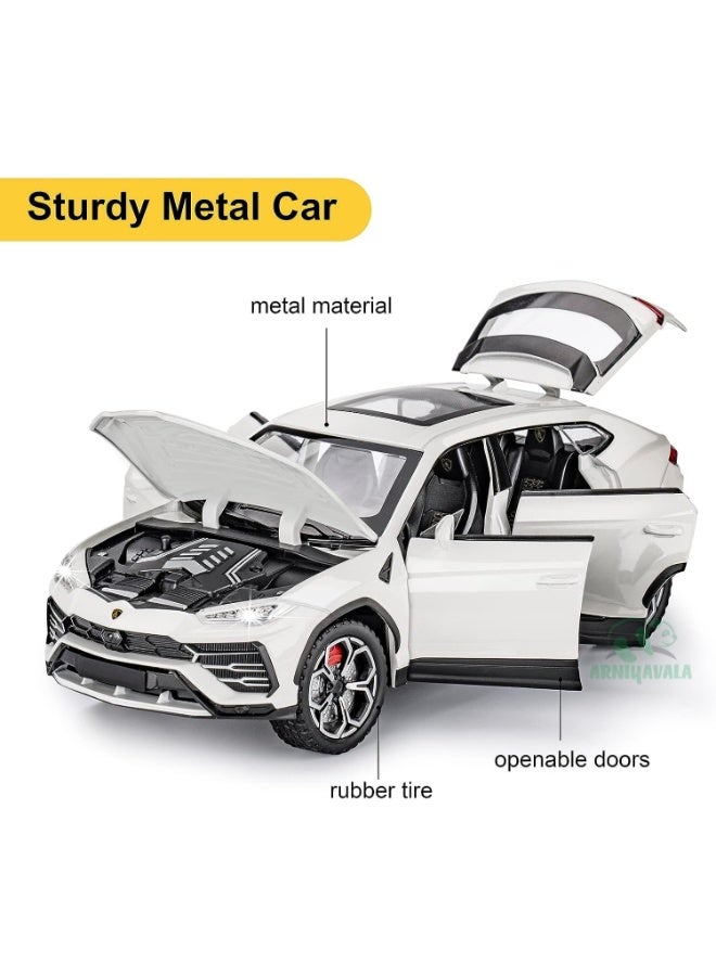 حديقة الألعاب محاكاة سيارة لامبورغيني أوروس بمقياس 1:24، سيارة مصبوبة قابلة للسحب للخلف، أبواب مفتوحة، إضاءة وصوت - Image 2