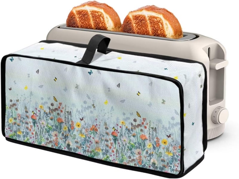 ZDCUSTOM Colorful Flowers Long Slot Toaster Cover Fits for Most Standard 2 Slice Slim Toasters, Keep Kitchen Small Appliance Clean From Dust and Fingerprint - Image 1