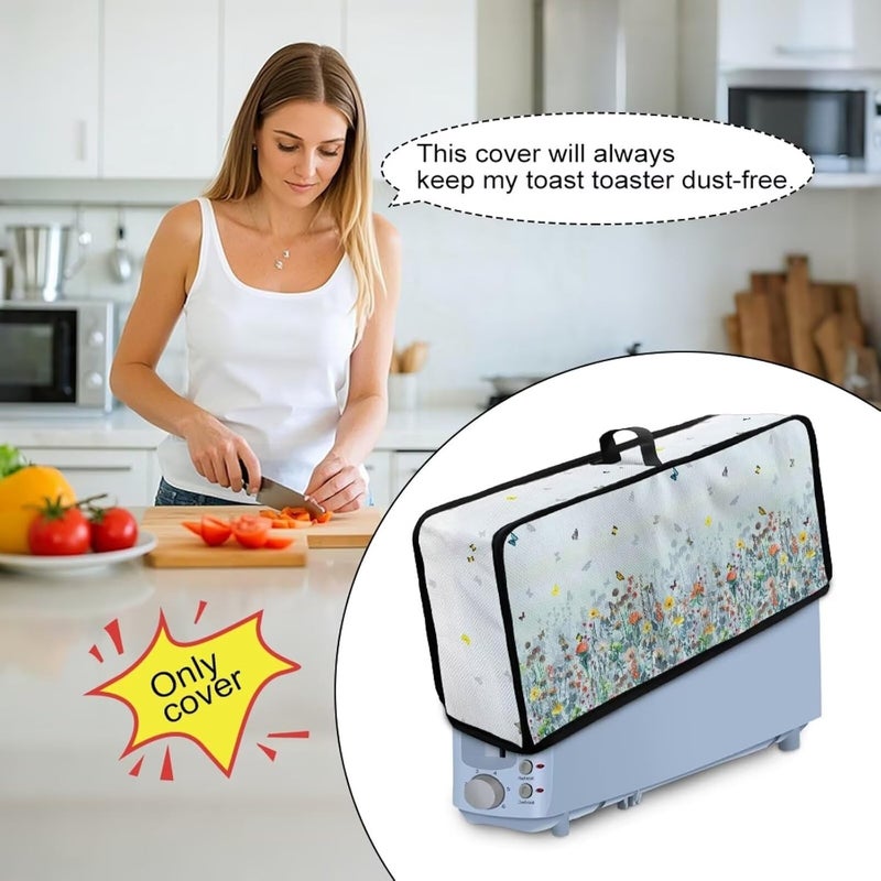 ZDCUSTOM Colorful Flowers Long Slot Toaster Cover Fits for Most Standard 2 Slice Slim Toasters, Keep Kitchen Small Appliance Clean From Dust and Fingerprint - Image 4