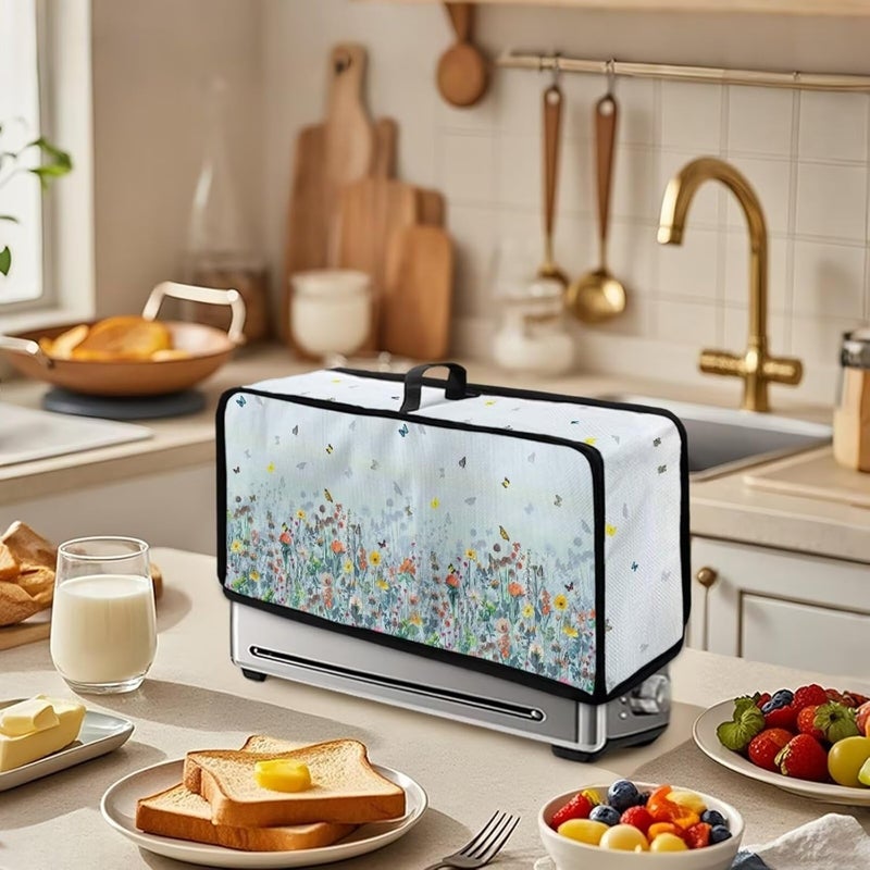 ZDCUSTOM Colorful Flowers Long Slot Toaster Cover Fits for Most Standard 2 Slice Slim Toasters, Keep Kitchen Small Appliance Clean From Dust and Fingerprint - Image 3
