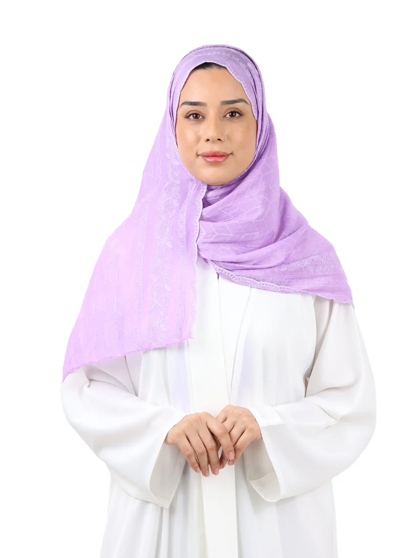 Chevron Pattern Organza Scarf (Lavender)