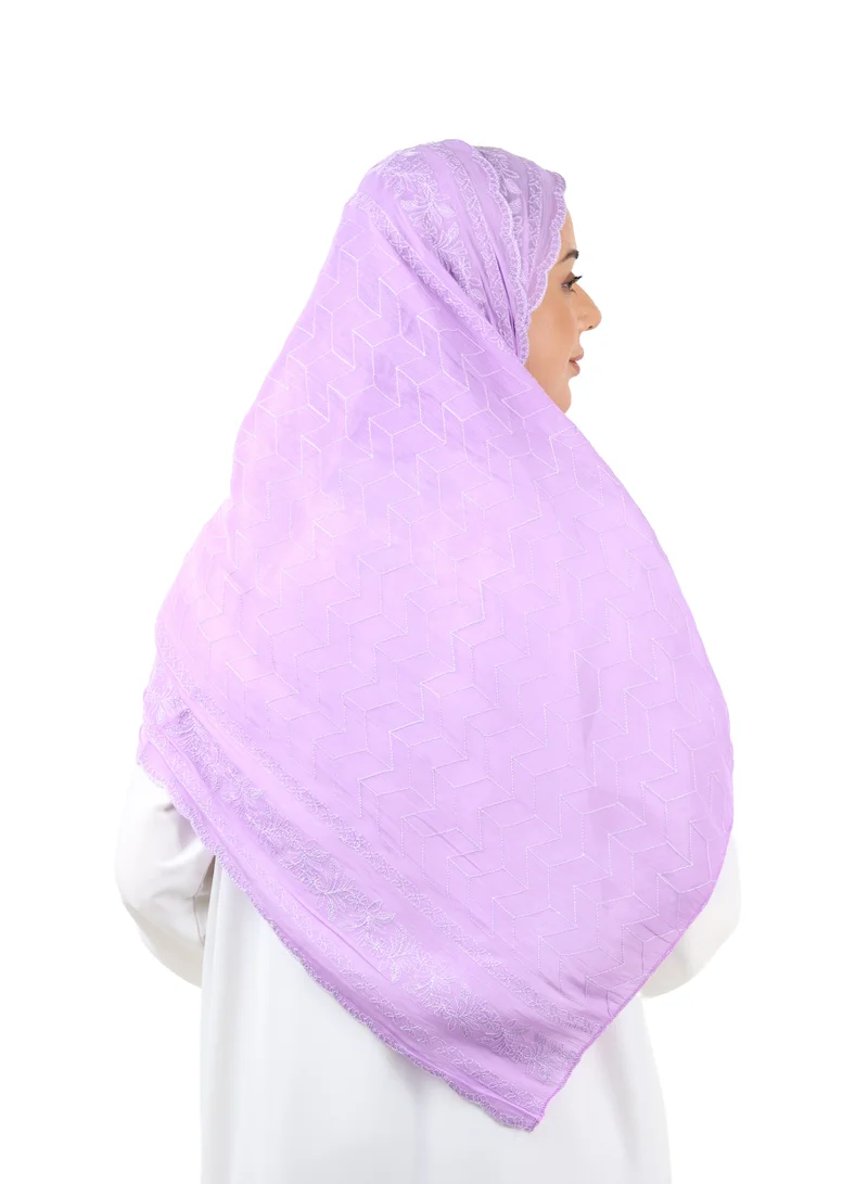 Jameela  Chevron Pattern Organza Scarf (Lavender) for Women | Best Price UAE