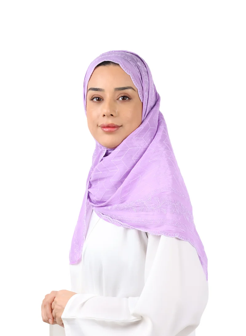 Jameela  Chevron Pattern Organza Scarf (Lavender) for Women | Best Price UAE