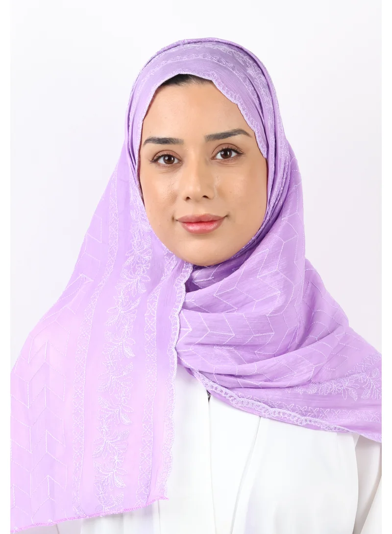 Jameela  Chevron Pattern Organza Scarf (Lavender) for Women | Best Price UAE