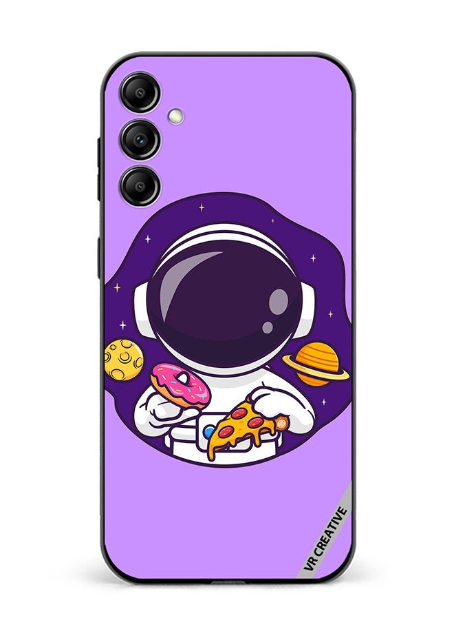 VR CREATIVE Protective Case Cover For Samsung Galaxy A14 5G/A14 Cute Astronaut Eating Donut And Pizza Design Multicolour - Image 1