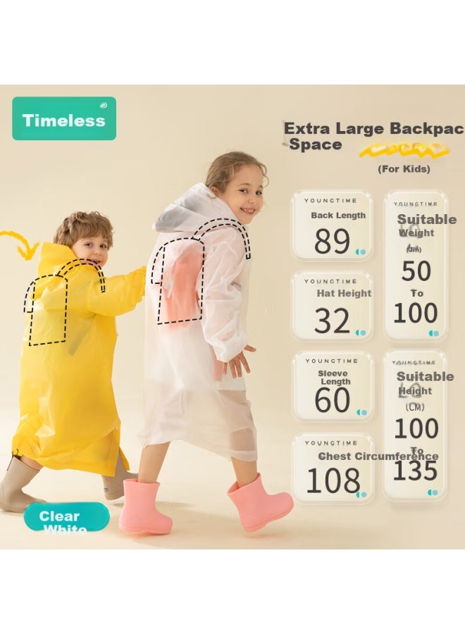 Sometimes Disposable Raincoat For Children With Time Slot, Thickened And Transparent, Extra Large Backpack Position, Suitable For School And Spring Outings, Rain Poncho For Boys And Girls - Image 1