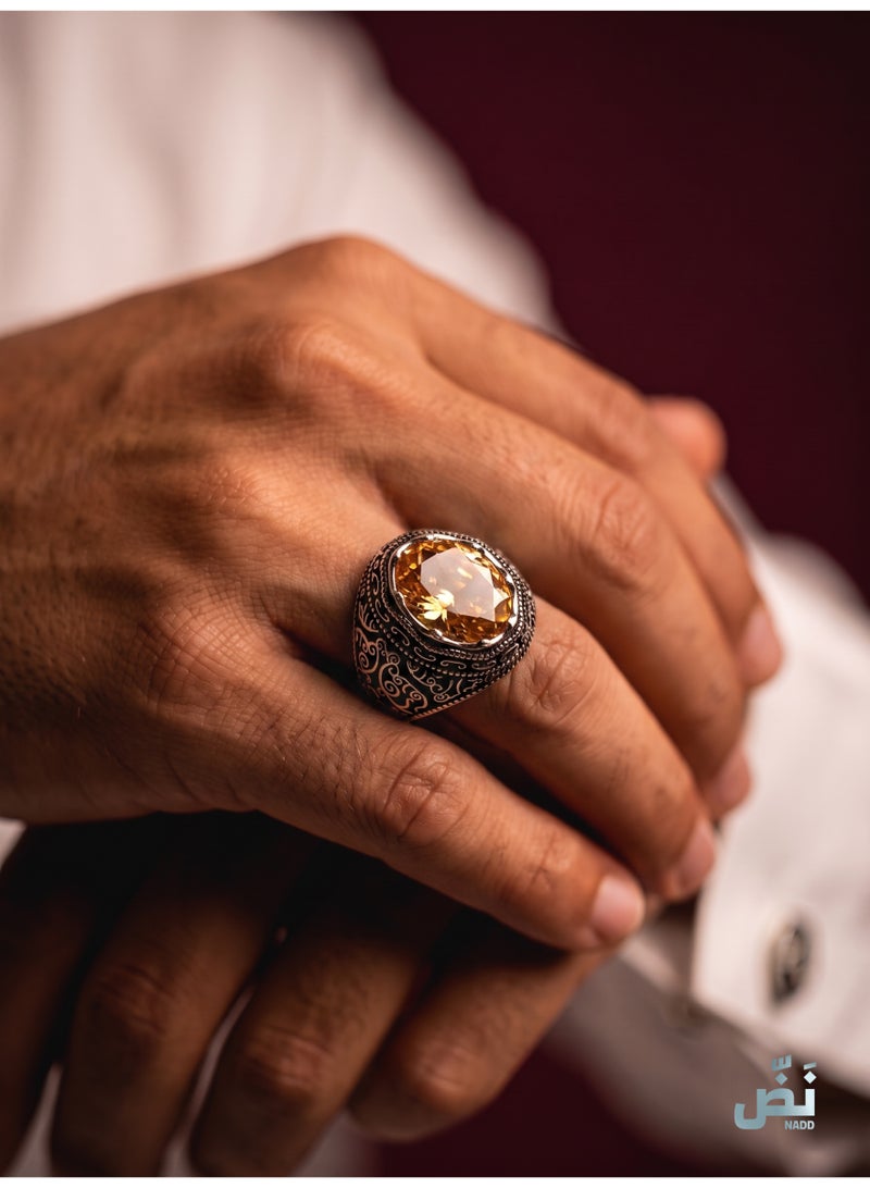 NADD Sunrise Ring | Luxury Men's 925 Sterling Ring with Rare Yellow Zircon Crystal Stone – NADD - Image 3
