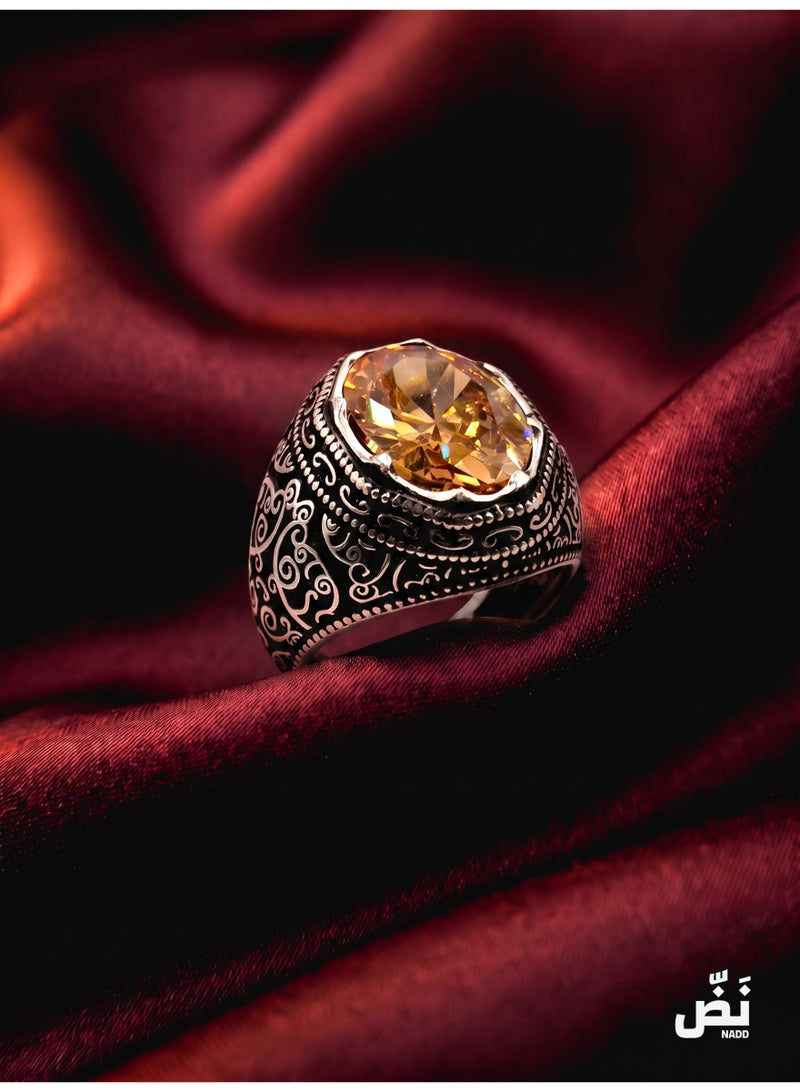 NADD Sunrise Ring | Luxury Men's 925 Sterling Ring with Rare Yellow Zircon Crystal Stone – NADD - Image 1