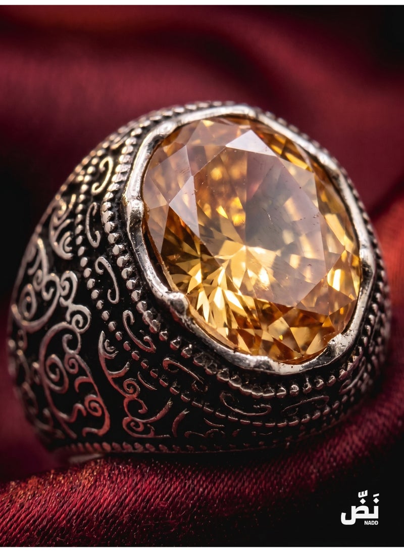 NADD Sunrise Ring | Luxury Men's 925 Sterling Ring with Rare Yellow Zircon Crystal Stone – NADD - Image 2