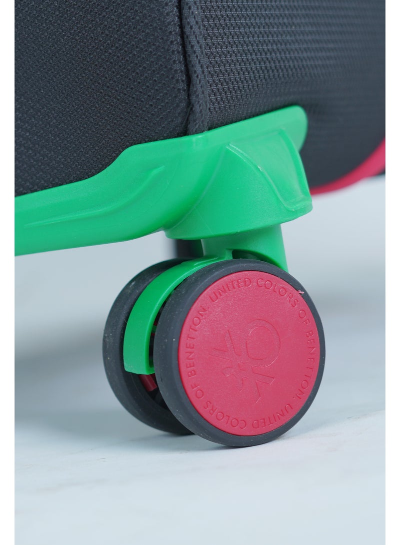 UNITED COLORS OF BENETTON BNTE-50 24 Inch- Checked Luggage with TSA Lock| Material- Soft Trolley with lightweight | Adjustable Trolley Handle | Smooth Dual Wheels 360degree rotate| BLACK - Image 4