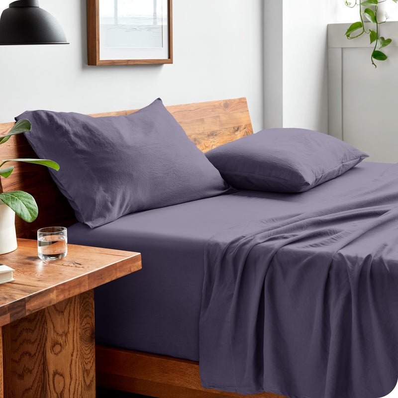 Bare Home King Sheet Set  Luxury 1800 UltraSoft Stonewashed Microfiber  Double Brushed  Deep Pockets  Easy Fit  Breathable Bedding  Sheet Sets  Pillowcases King Dusty Purple