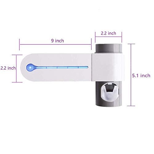 JERN Plastic UV Toothbrush Holder Toothpaste Dispenser Wall Mounted Toothbrush Holder & Automatic Toothpaste Holder with 5 uv Toothbrush sanitizer Holder UV Toothbrush Cleaner Pump,White - Image 2