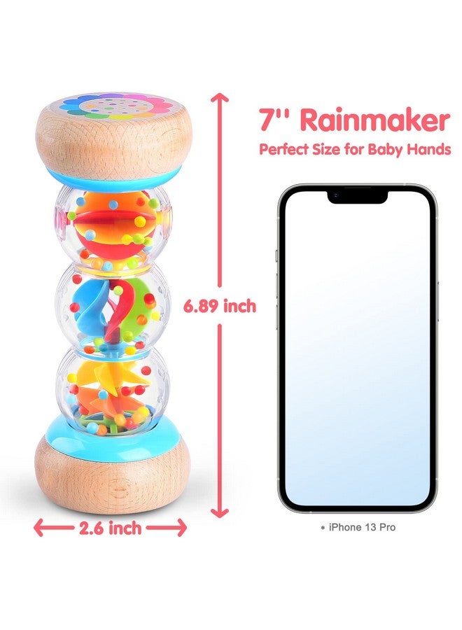 PLAY Rainmaker - 7 inch Wooden Rain Stick Montessori Toys for Babies 6-12 Months,Baby Rattle Shaker Sensory Developmental Toy,Raindrops Musical Instrument Baby Musical Toys for 1 Year Old Toddler Kids - Image 2