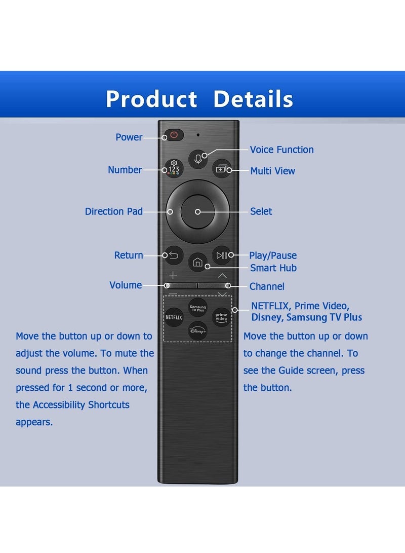 PopZa Voice Remote Control Replacement for Samsung Smart TV – Compatible with Crystal UHD, QLED 4K/8K Models (2020–2022) – BN59-01385A – Voice Assistant Support, Plug & Play, Quick Access Buttons, Long-Range IR & Bluetooth - Image 5