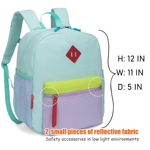 HawLander Little Kids Backpack for Boys or Girls, Toddler School Bag Fits 3 to 6 years old, Light Green, 15 Inch - Image 2