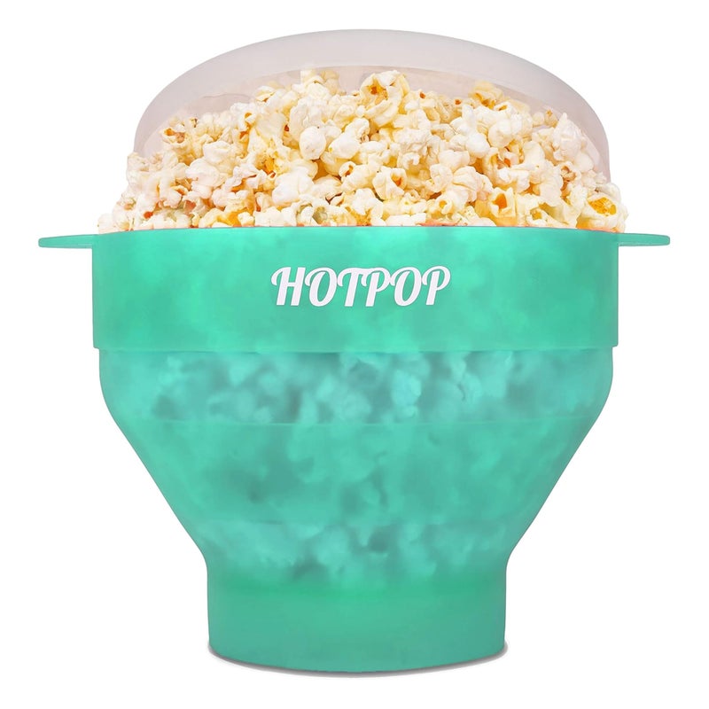 HOTPOP The Original Hotpop Microwave Popcorn Popper, Silicone Popcorn Maker, Collapsible Bowl BPA-Free and Dishwasher Safe- 20 Colors Available (Transparent Aqua) - Image 2