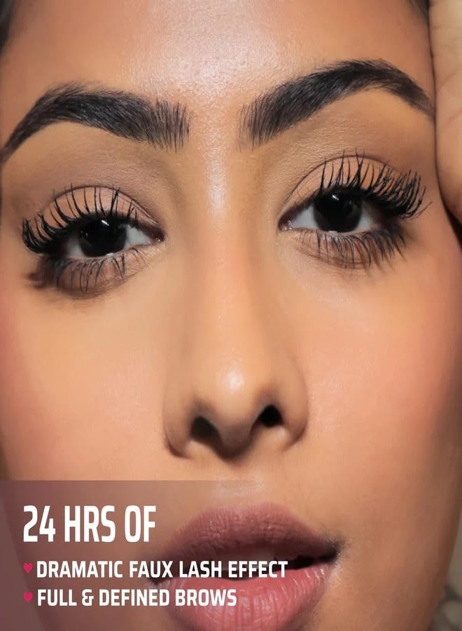 LAMIOR LA MIOR LA MIOR What The Lash! Mascara & Flexilift Brow Gel Duo | Extreme Volume & Length Mascara with Hypercurl | Waterproof Long-Lasting 24-Hour Wear | False Lash Effect | 2-in-1 Tinted Brow Lift Gel with Biotin & Argan Oil | Smudge-Proof Makeup for Eyes (Burgundy) - Image 4