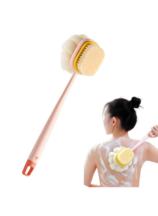 HOME CUBE Body Back Scrubber Brush With Bristles And Loofah Shower Brush Body Cleaner Exfoliating Scrubbers Bath Massage Cleaning Brush With Long Handle Double Sided Bath Brush - Image 1