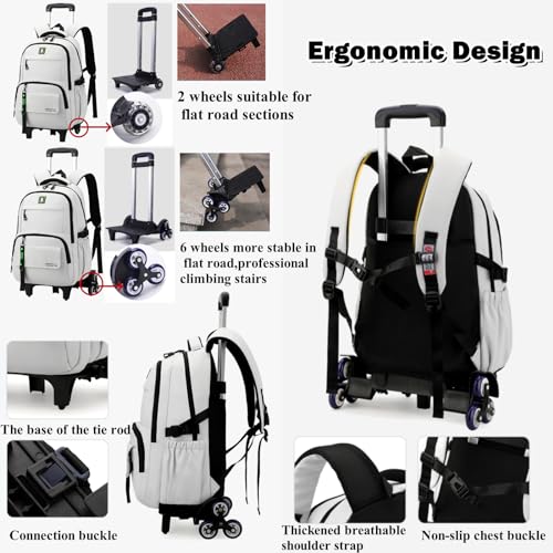 Armbq Rolling Backpack for Boys Kids with Wheels Trolley School Bag for Teens Elementary Wheeled Backpack - Image 5