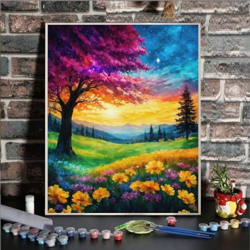 ldazao Paint By Numbers Kit For Adults, Scenery Paint By Numbers,Tree Painting By Numbers For Adults, Diy Oil Painting For Kids, Without Frame Paint By Number On Canvas For Gift Home Wall Decor(16x20inch) - Image 2