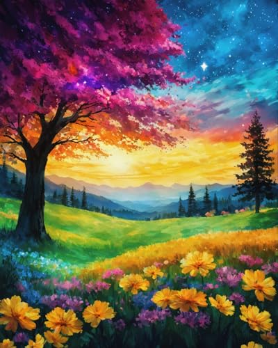 ldazao Paint By Numbers Kit For Adults, Scenery Paint By Numbers,Tree Painting By Numbers For Adults, Diy Oil Painting For Kids, Without Frame Paint By Number On Canvas For Gift Home Wall Decor(16x20inch) - Image 1