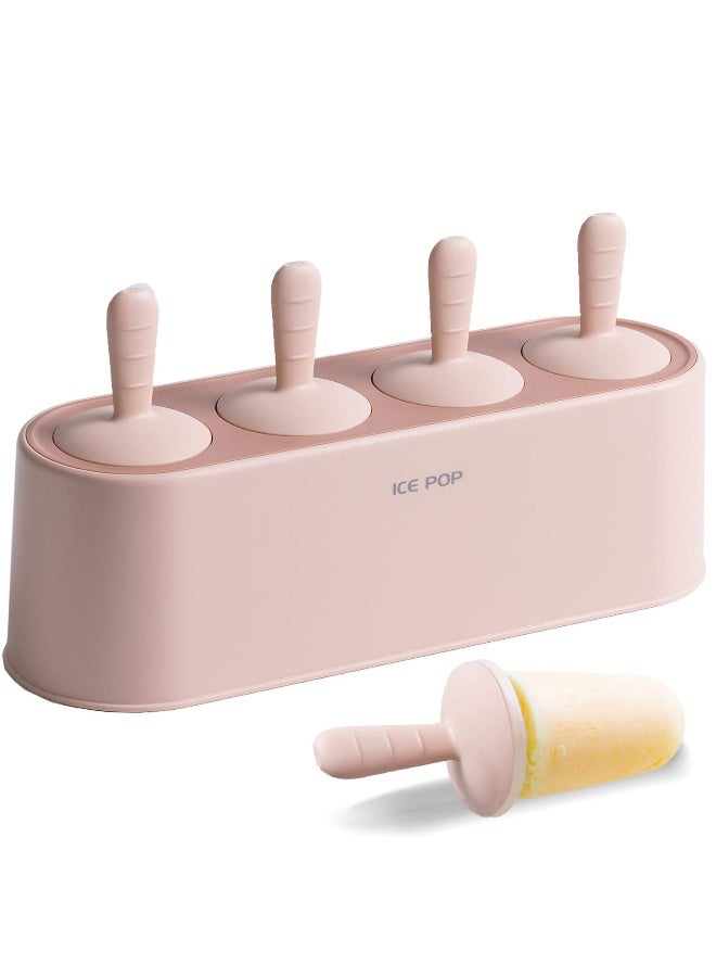 WYOK Popsicle Mold Set 4 Pieces Homemade Silicone Popsicle Maker Easy Release Ice Cream Molds Reusable DIY Pop Molds (Pink) - Image 1