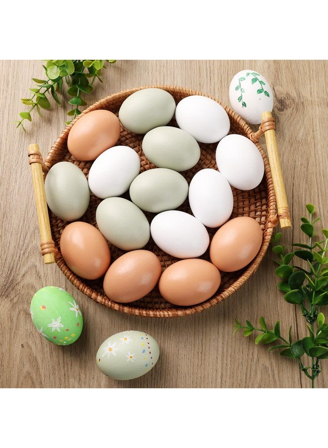 POPLAY 15Pcs Wooden Fake Eggs, 3 Colors Wooden Chicken Eggs Faux Eggs For Diy Crafts Egg Painting Chicken Coop - Image 5