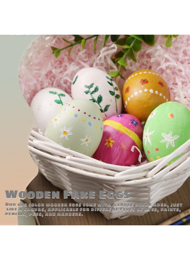 POPLAY 15Pcs Wooden Fake Eggs, 3 Colors Wooden Chicken Eggs Faux Eggs For Diy Crafts Egg Painting Chicken Coop - Image 4
