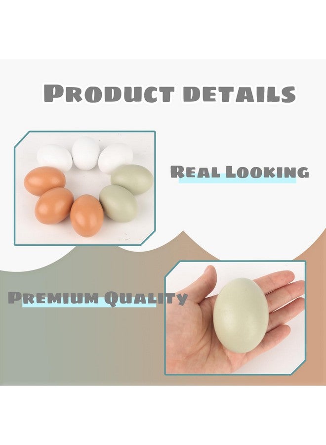 POPLAY 15Pcs Wooden Fake Eggs, 3 Colors Wooden Chicken Eggs Faux Eggs For Diy Crafts Egg Painting Chicken Coop - Image 3