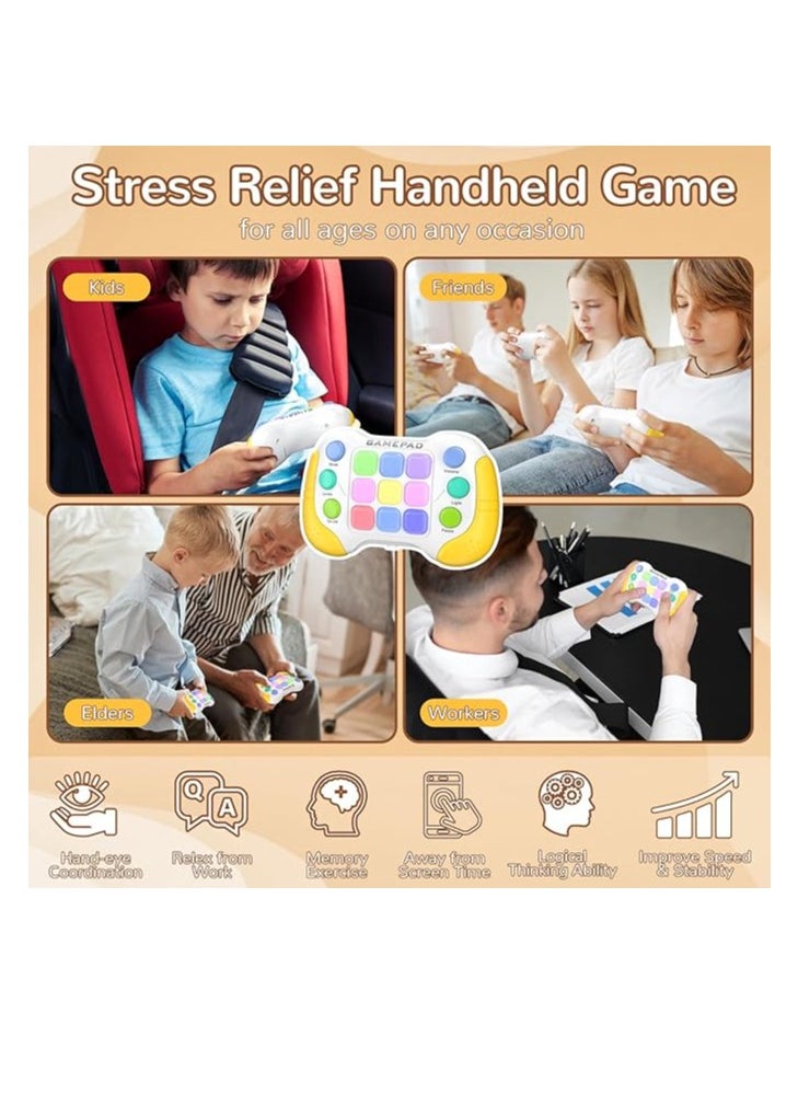 OUYoo - OUYoo New Fast Push Game Fidget Toys，Light-up Handheld Game for Kids Teens Adults，Lights Flash and Memory Game，Birthday present，3-12 Years Old Puzzle Game Sensory Toys.（yellowish-white） - Image 1