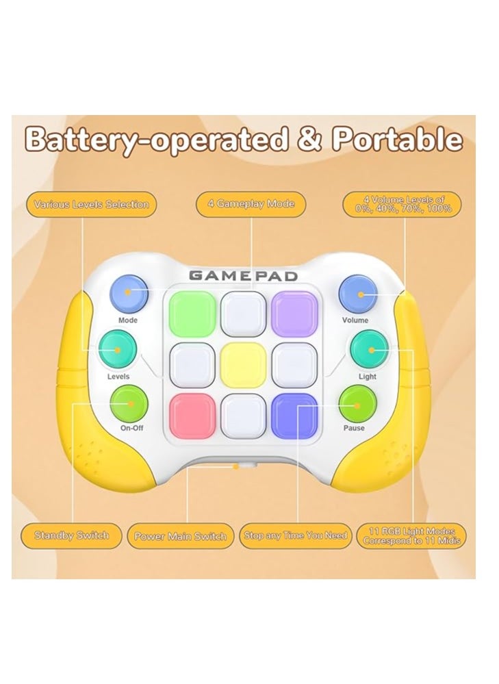OUYoo - OUYoo New Fast Push Game Fidget Toys，Light-up Handheld Game for Kids Teens Adults，Lights Flash and Memory Game，Birthday present，3-12 Years Old Puzzle Game Sensory Toys.（yellowish-white） - Image 1