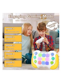 OUYoo OUYoo New Fast Push Game Fidget Toys，Light-up Handheld Game for Kids Teens Adults，Lights Flash and Memory Game，Birthday present，3-12 Years Old Puzzle Game Sensory Toys.（yellowish-white）  - Image 2