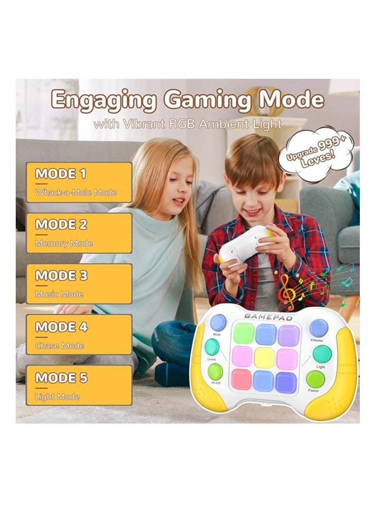 OUYoo - OUYoo New Fast Push Game Fidget Toys，Light-up Handheld Game for Kids Teens Adults，Lights Flash and Memory Game，Birthday present，3-12 Years Old Puzzle Game Sensory Toys.（yellowish-white） - Image 1