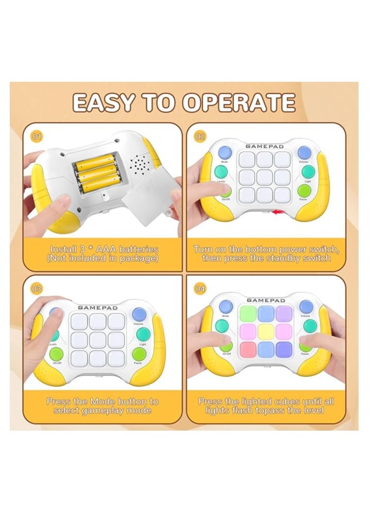 OUYoo - OUYoo New Fast Push Game Fidget Toys，Light-up Handheld Game for Kids Teens Adults，Lights Flash and Memory Game，Birthday present，3-12 Years Old Puzzle Game Sensory Toys.（yellowish-white） - Image 1