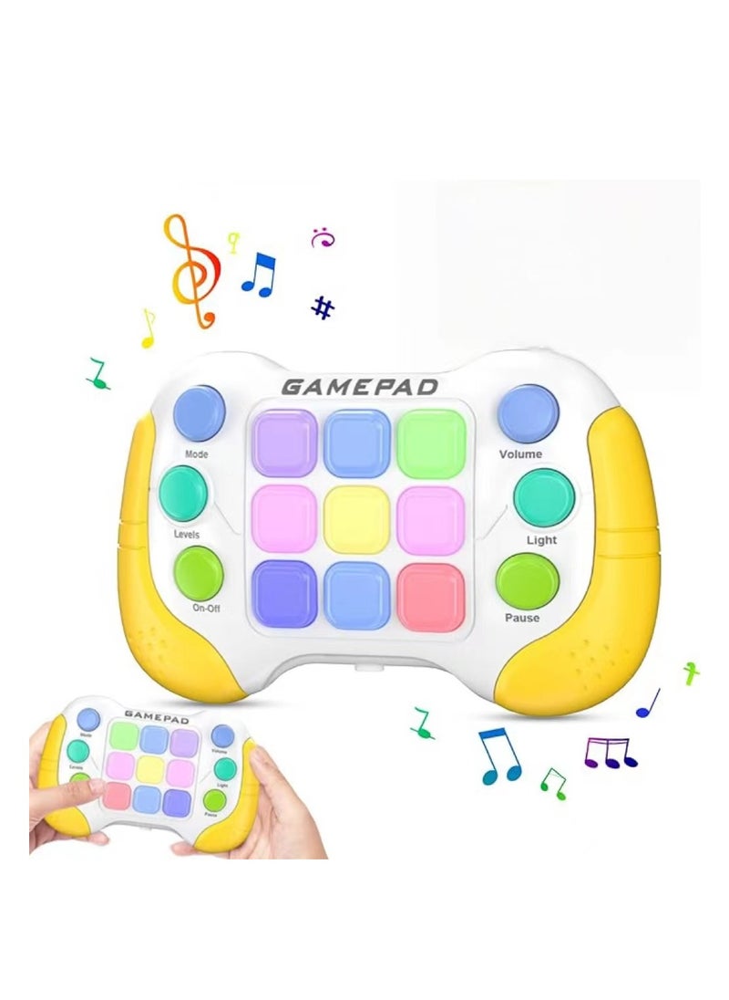OUYoo - OUYoo New Fast Push Game Fidget Toys，Light-up Handheld Game for Kids Teens Adults，Lights Flash and Memory Game，Birthday present，3-12 Years Old Puzzle Game Sensory Toys.（yellowish-white） - Image 1